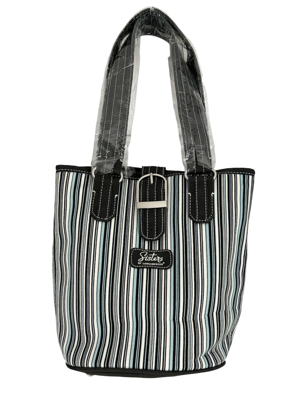 Longaberger Sisters Striped Black, White and Blue Tote Satchel